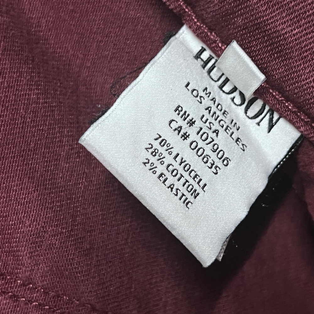 Hudson Jeans Size 29 Burgundy Juliette Refine Super Skinny Zipper Ankle 3436 - Picture 5 of 12